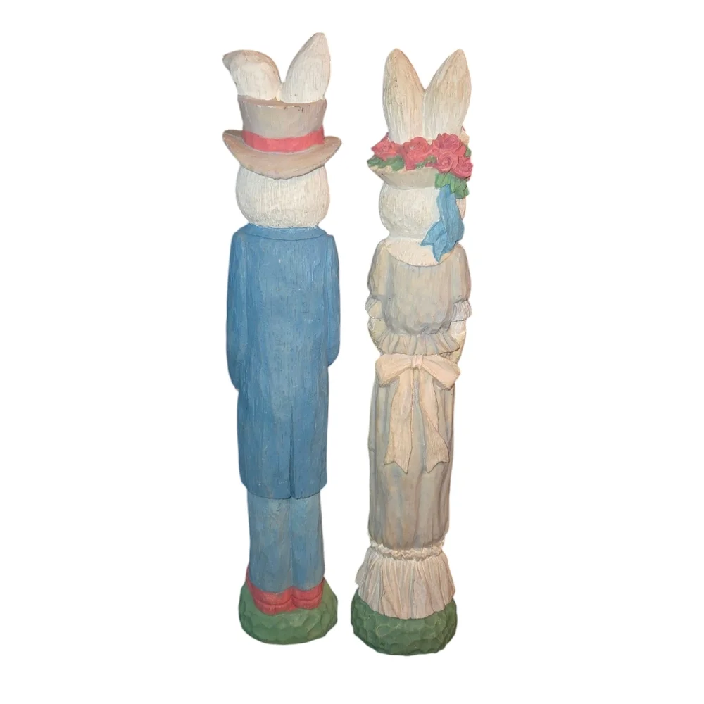 ABC Distributing Pair of 2 Brian & Frances Easter‎ Bunny Pencil Figurines 12